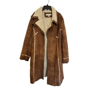 Vintage County Clothing Company Studded Faux Shearling Coat Women’s M Brown Crea